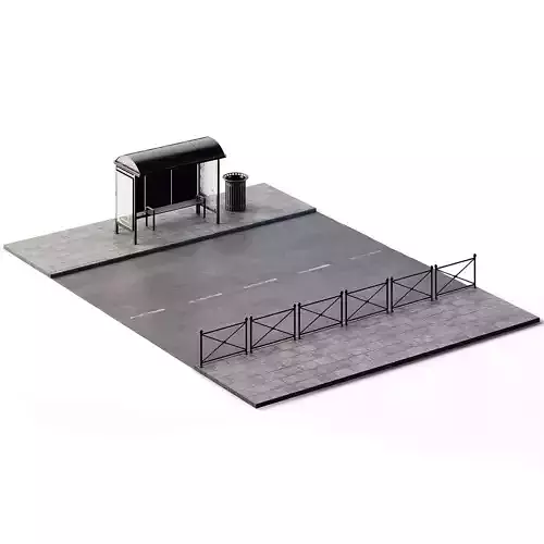 Street Set 10m x 14m Low-poly 3D model