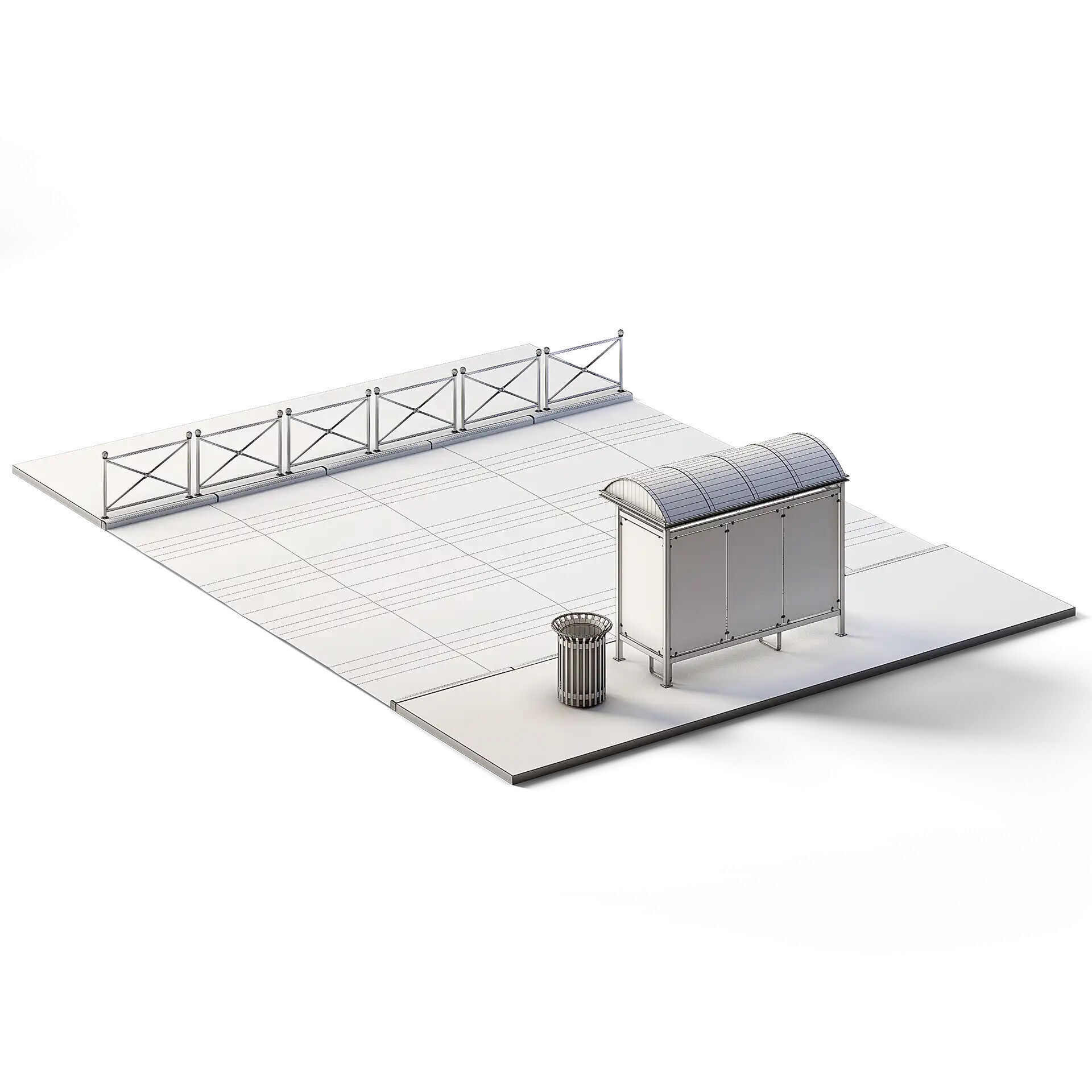 Street Set 10m x 14m Low-poly 3D model_3
