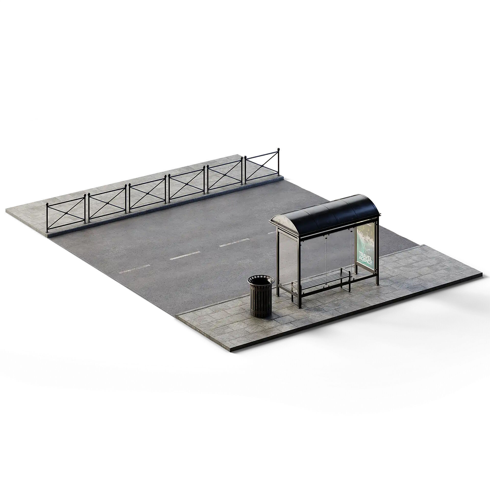 Street Set 10m x 14m Low-poly 3D model_2