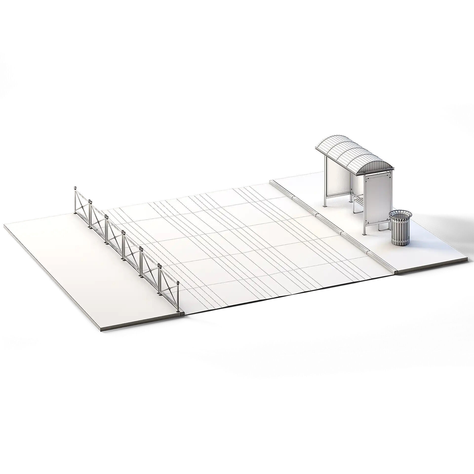 Street Set 10m x 14m Low-poly 3D model_7