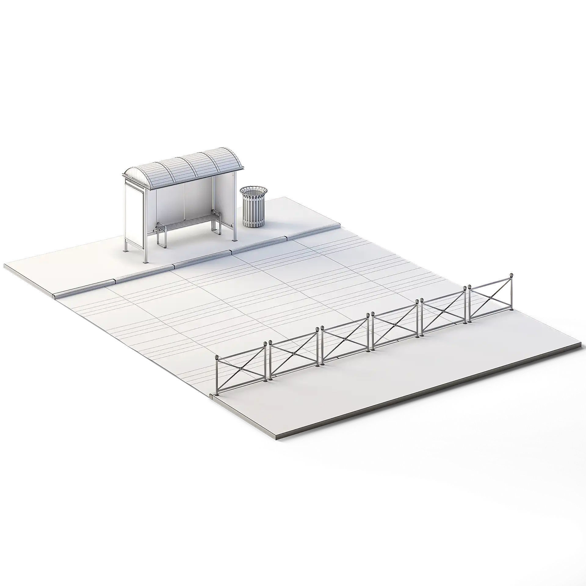 Street Set 10m x 14m Low-poly 3D model_1