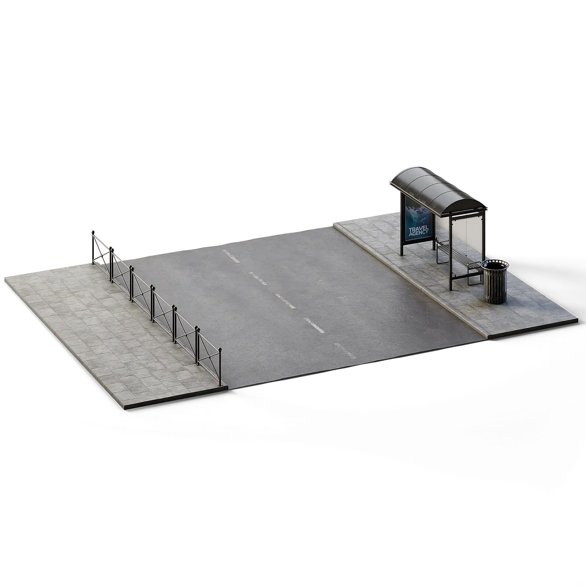 Street Set 10m x 14m Low-poly 3D model_6