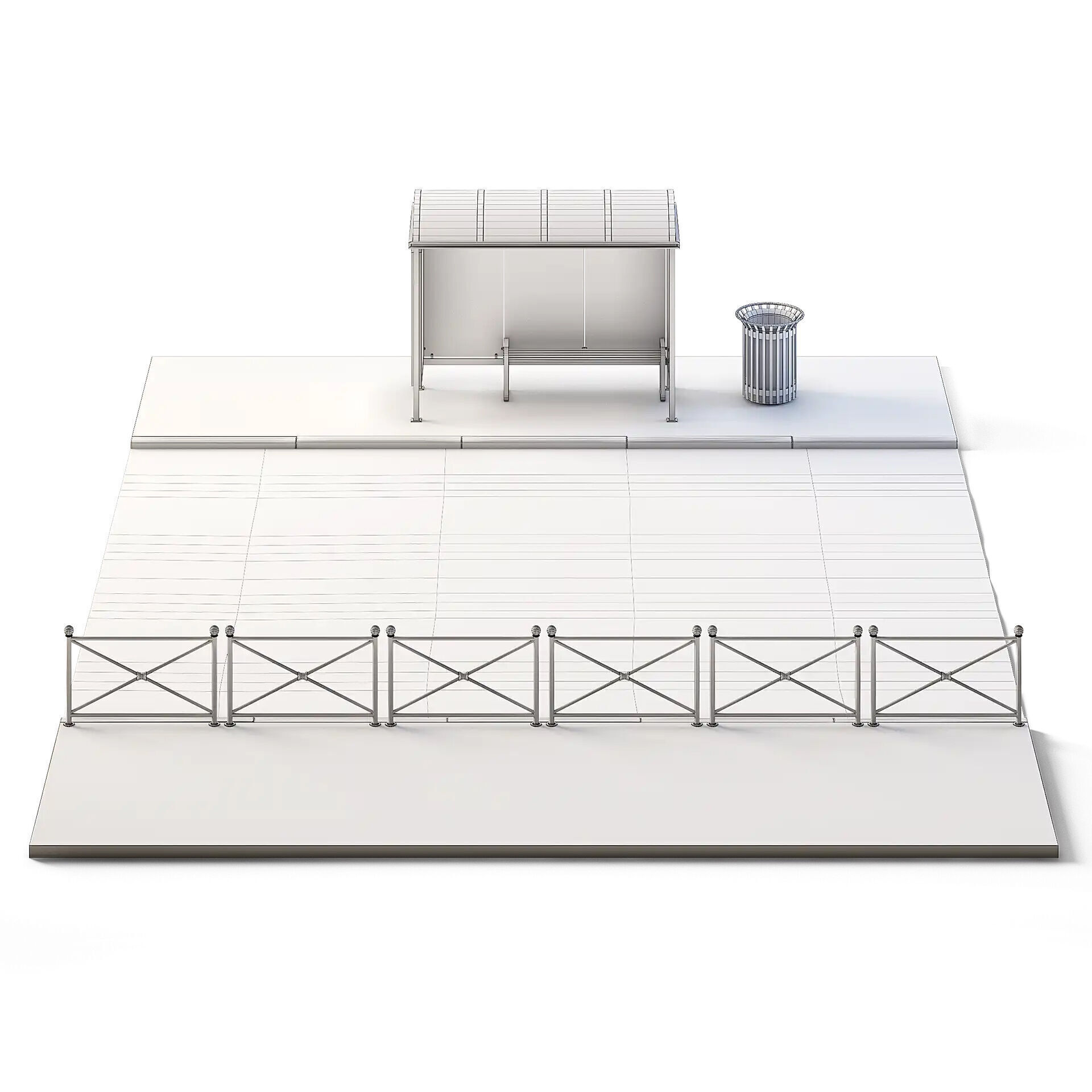 Street Set 10m x 14m Low-poly 3D model_5