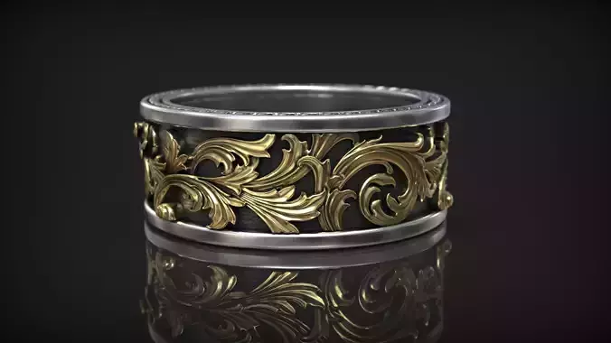 Victorian Ornament Vintage Pattern Wedding Band