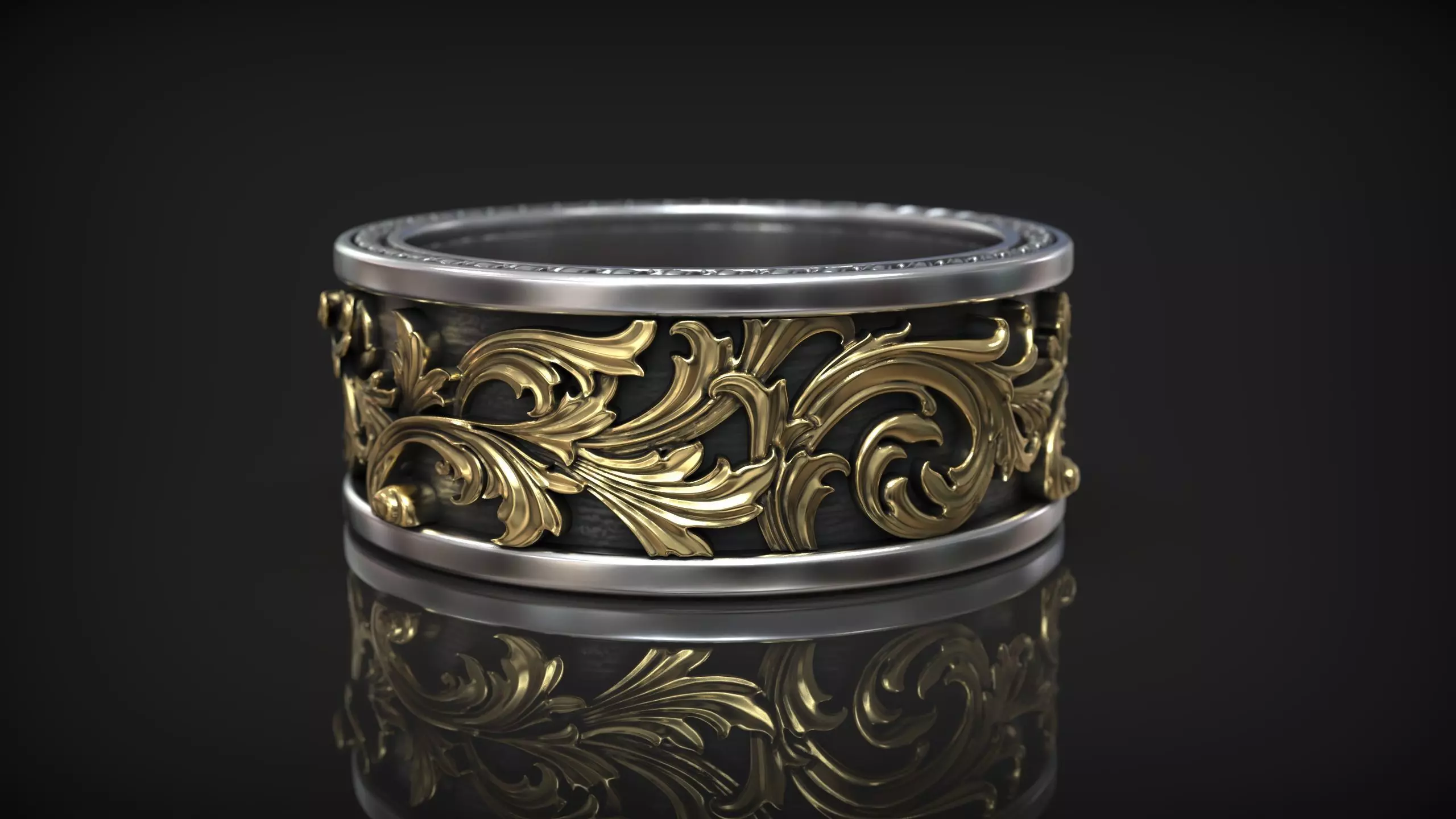 Victorian Ornament Vintage Pattern Wedding Band 3D print model