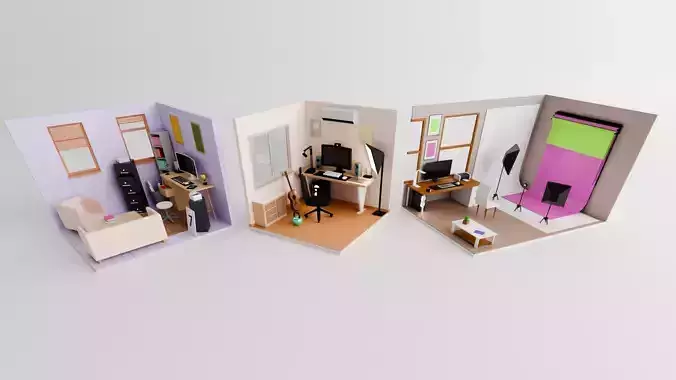 3D Model Pack of Versatile Office and Studio Spaces
