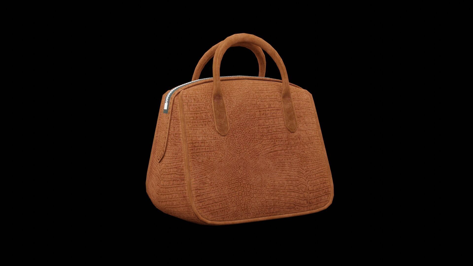 Brown Female Handbag Low-poly 3D model_5