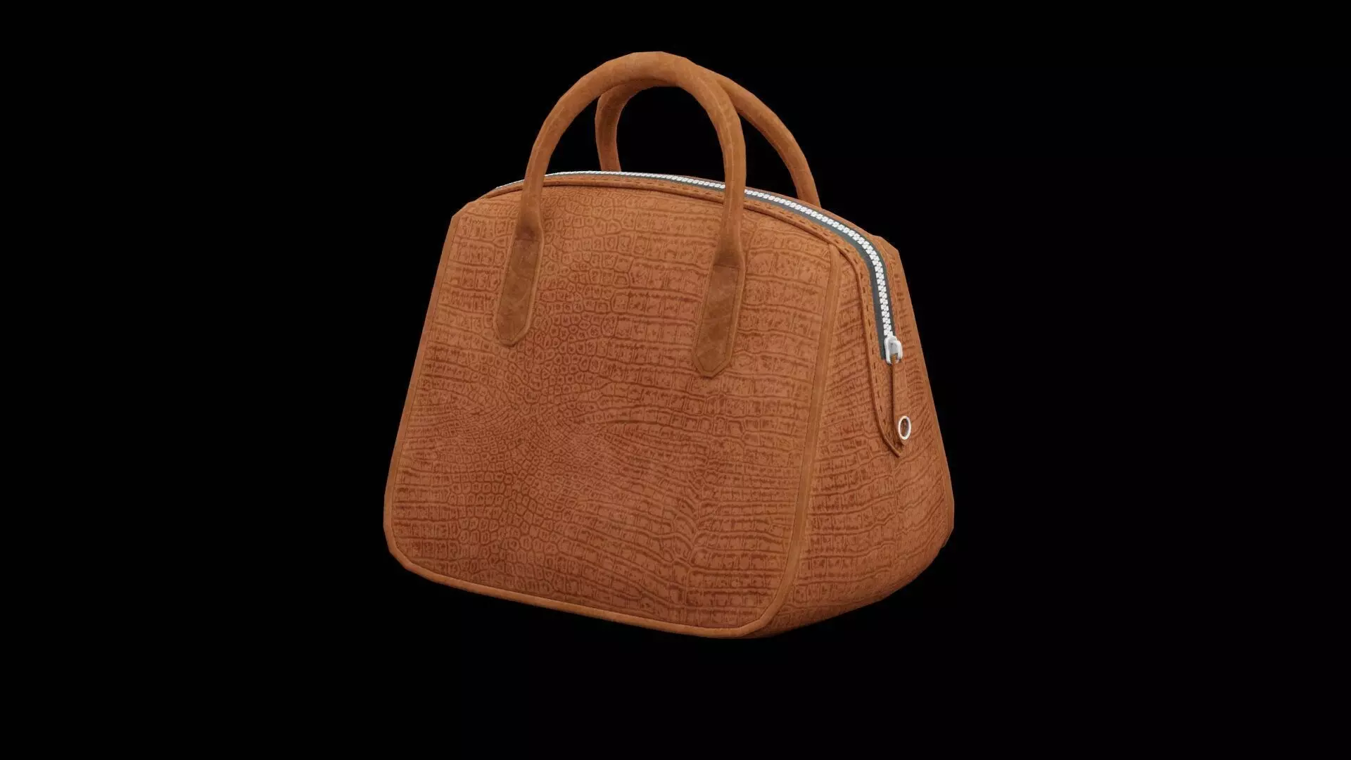Brown Female Handbag Low-poly 3D model_0