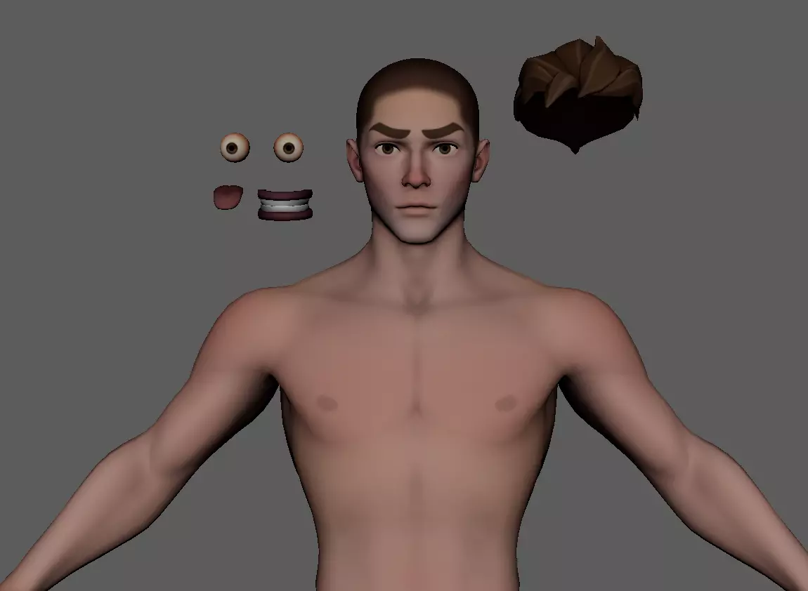 Game character male basemesh Low-poly 3D model_7