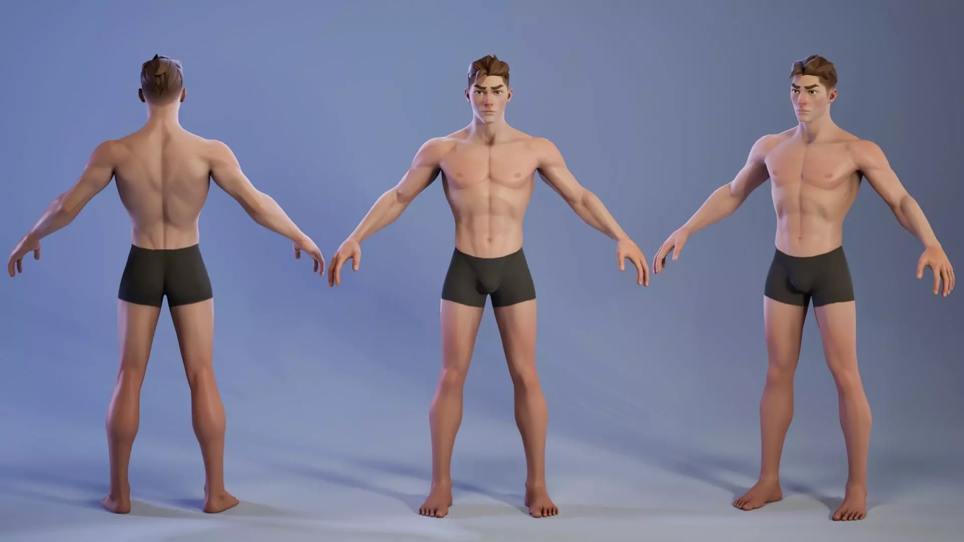 Game character male basemesh Low-poly 3D model_6