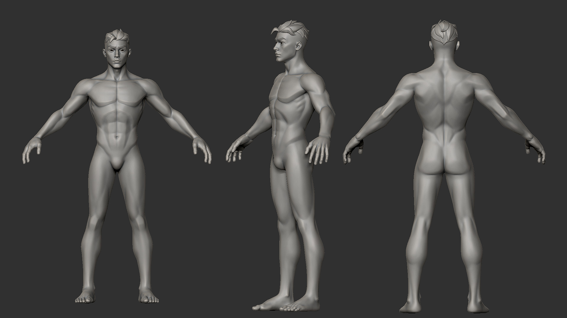 Game character male basemesh Low-poly 3D model_8