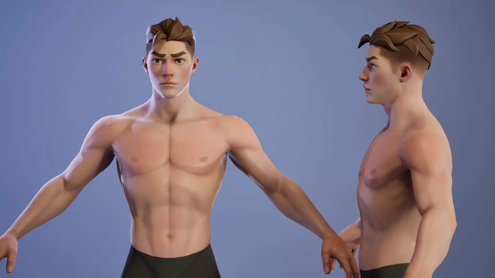 Game character male basemesh Low-poly 3D model_2