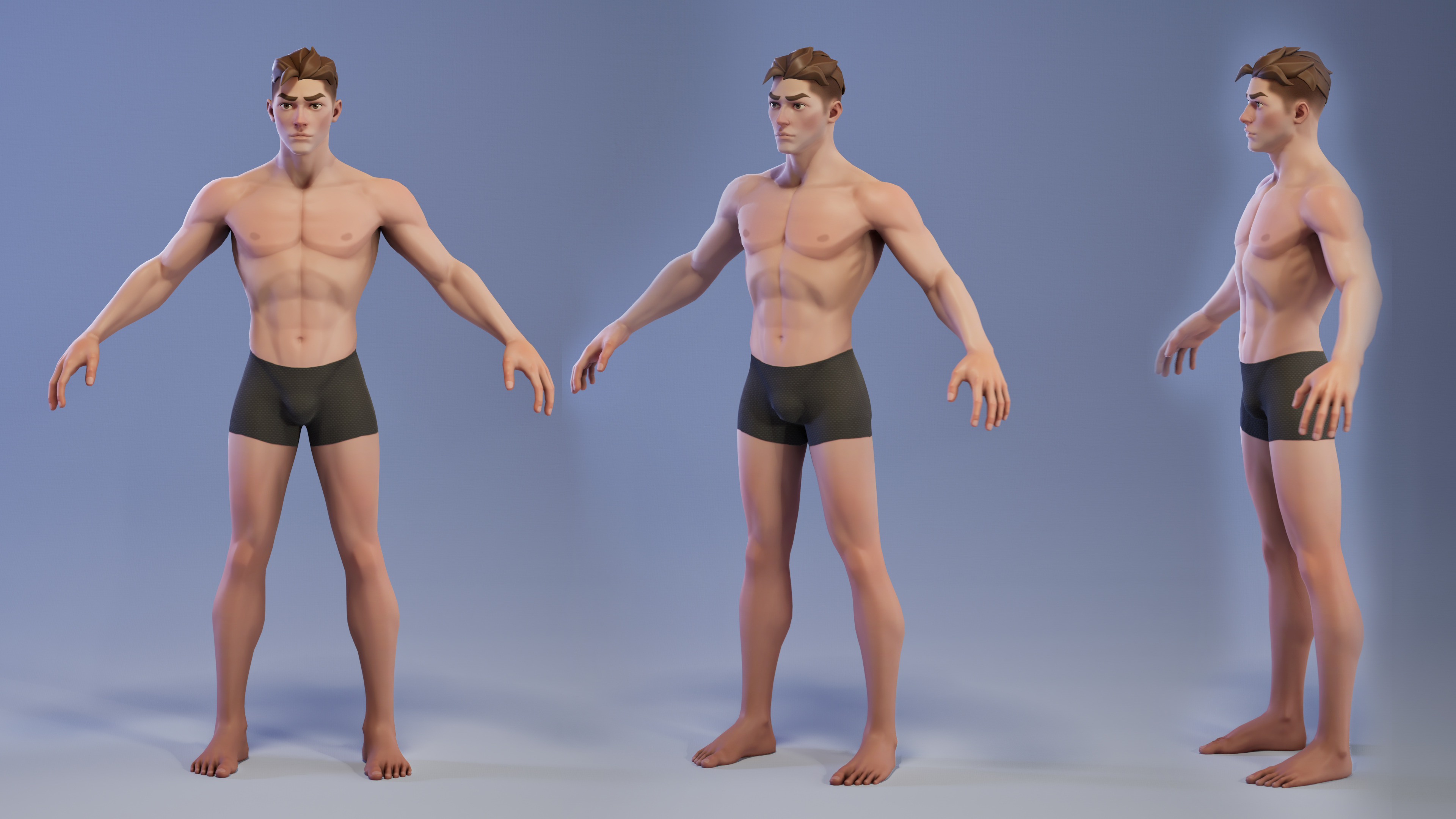 Game character male basemesh Low-poly 3D model_5