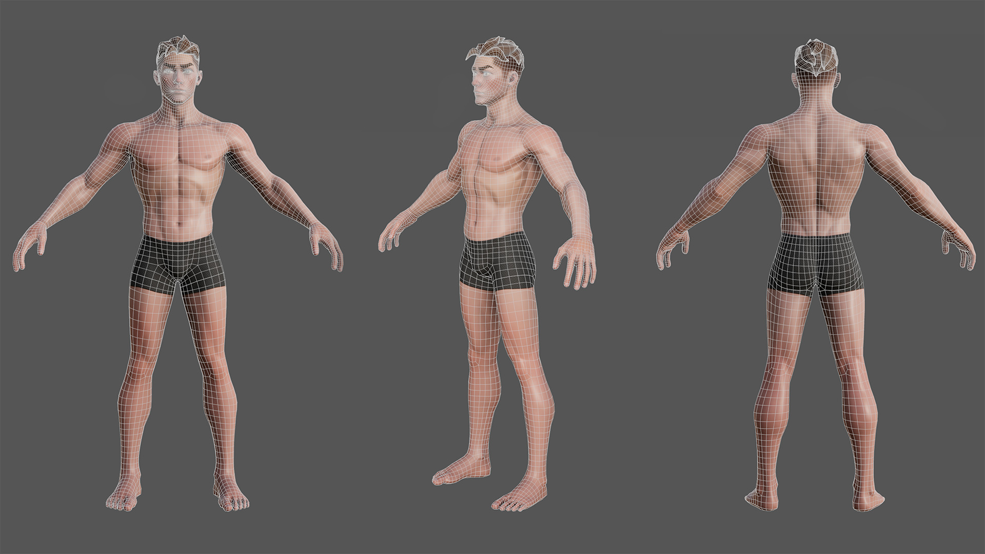 Game character male basemesh Low-poly 3D model_10
