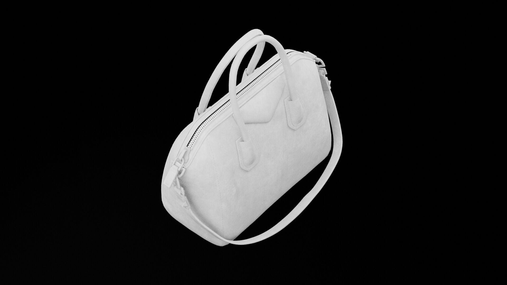 White Female Handbag Low-poly 3D model_1
