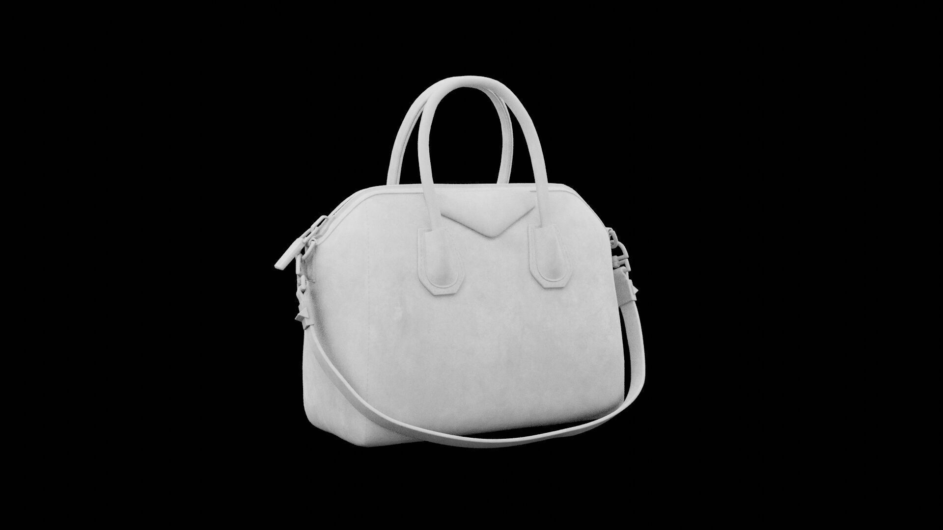 White Female Handbag Low-poly 3D model_5