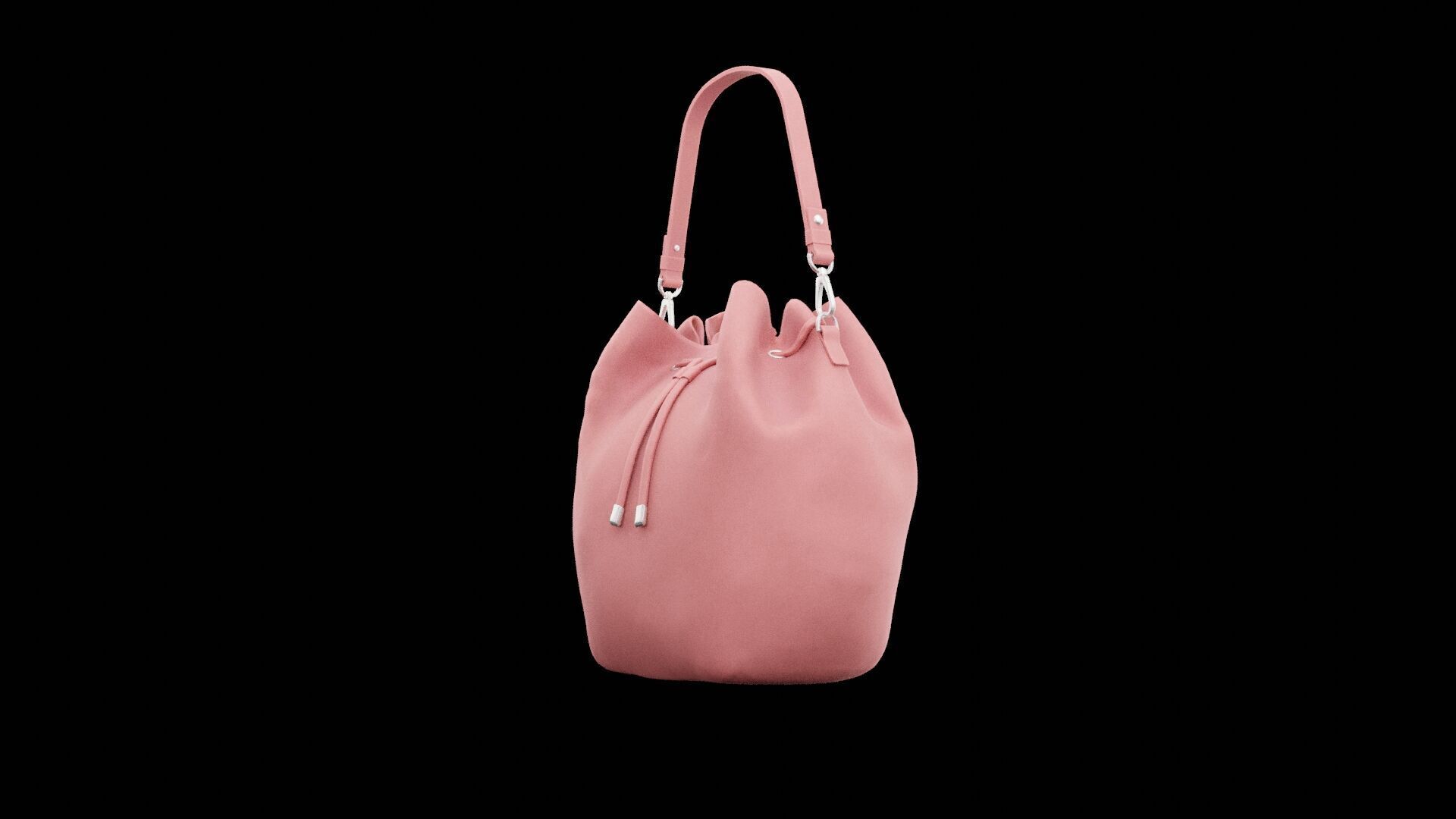 Pink Female Handbag Low-poly 3D model_7