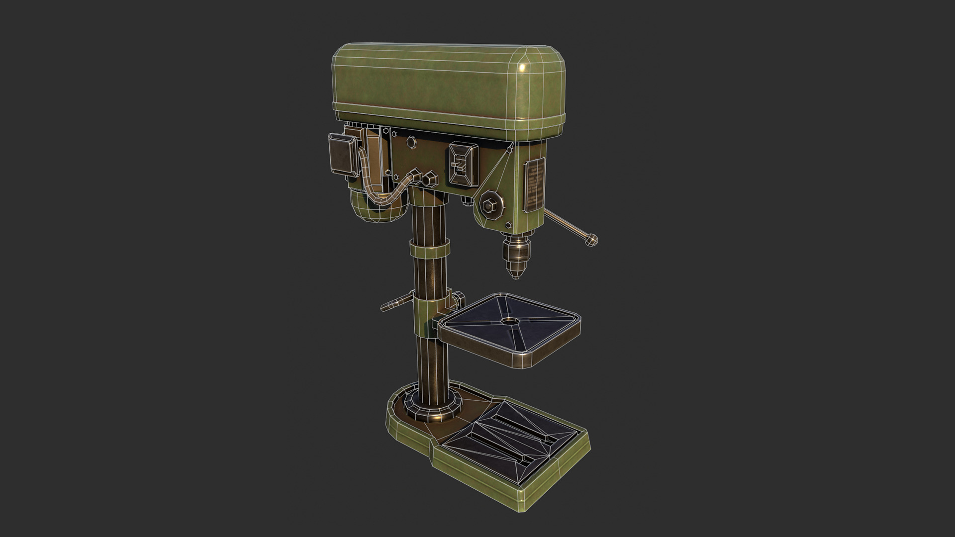 Drill Press Low-poly 3D model_1