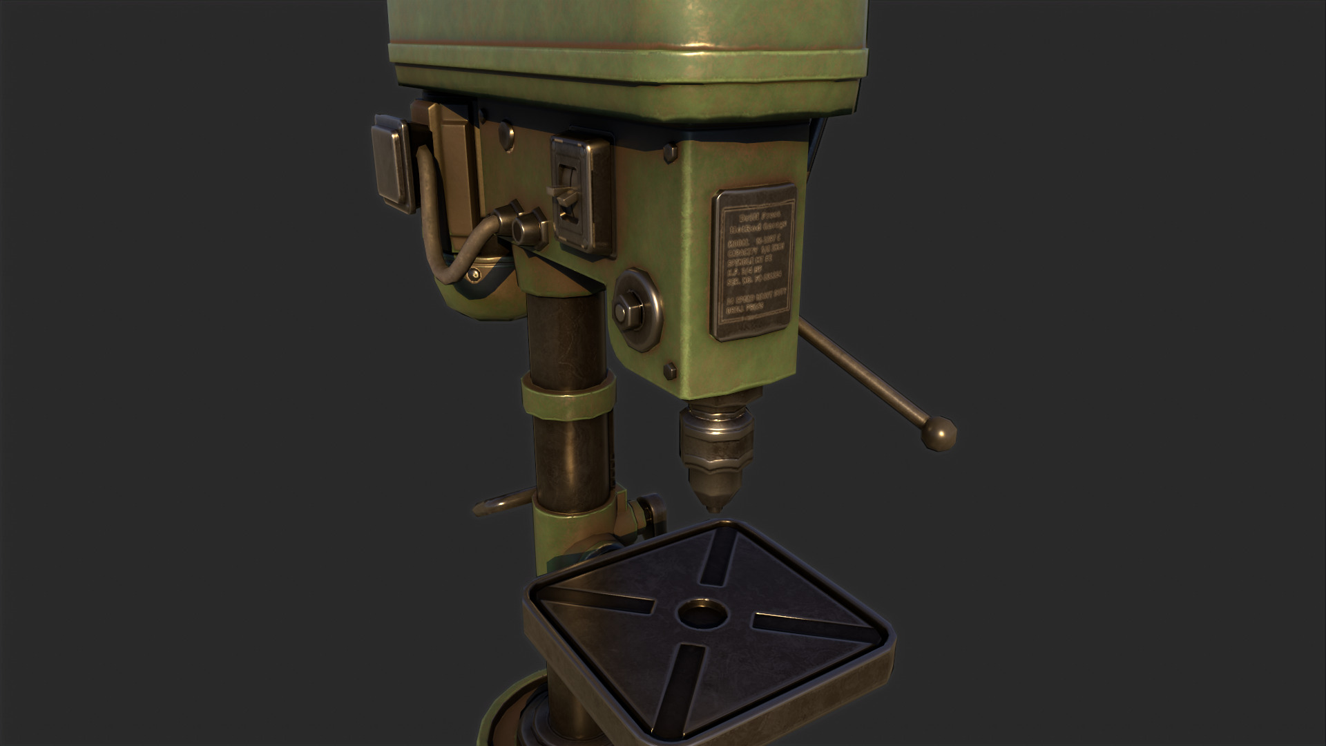 Drill Press Low-poly 3D model_2