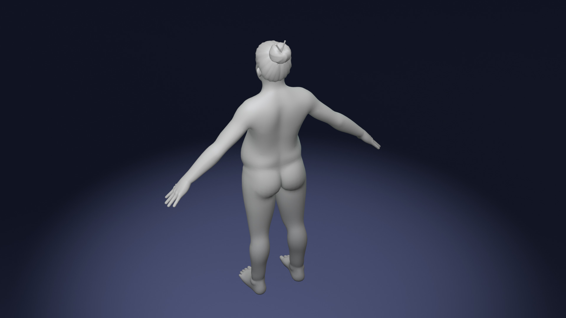 Stylized Fat Female Body Base Mesh Rigged with IK FK Switch Low-poly 3D model_11