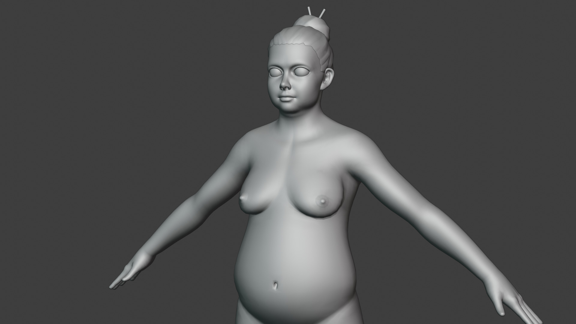 Stylized Fat Female Body Base Mesh Rigged with IK FK Switch Low-poly 3D model_16