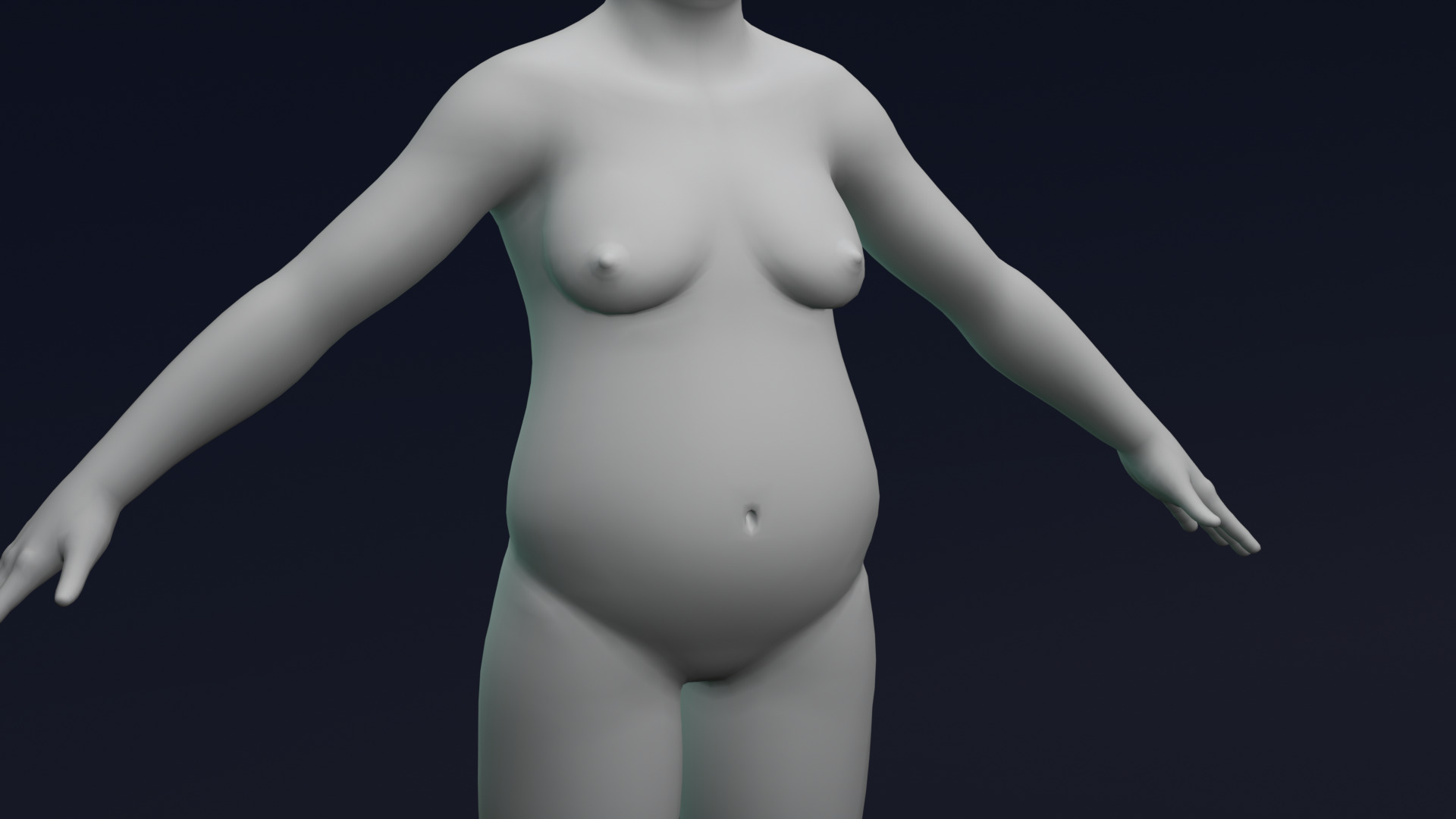 Stylized Fat Female Body Base Mesh Rigged with IK FK Switch Low-poly 3D model_12