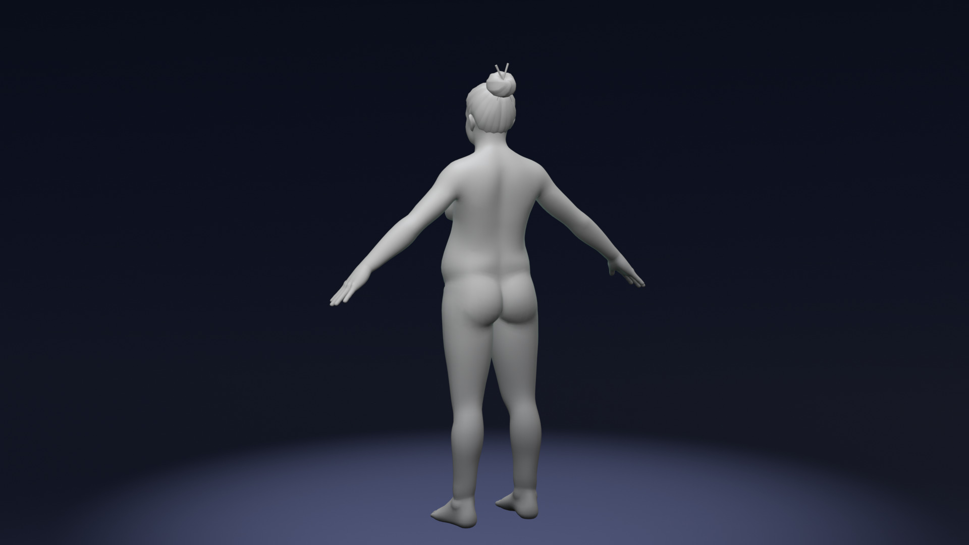 Stylized Fat Female Body Base Mesh Rigged with IK FK Switch Low-poly 3D model_6