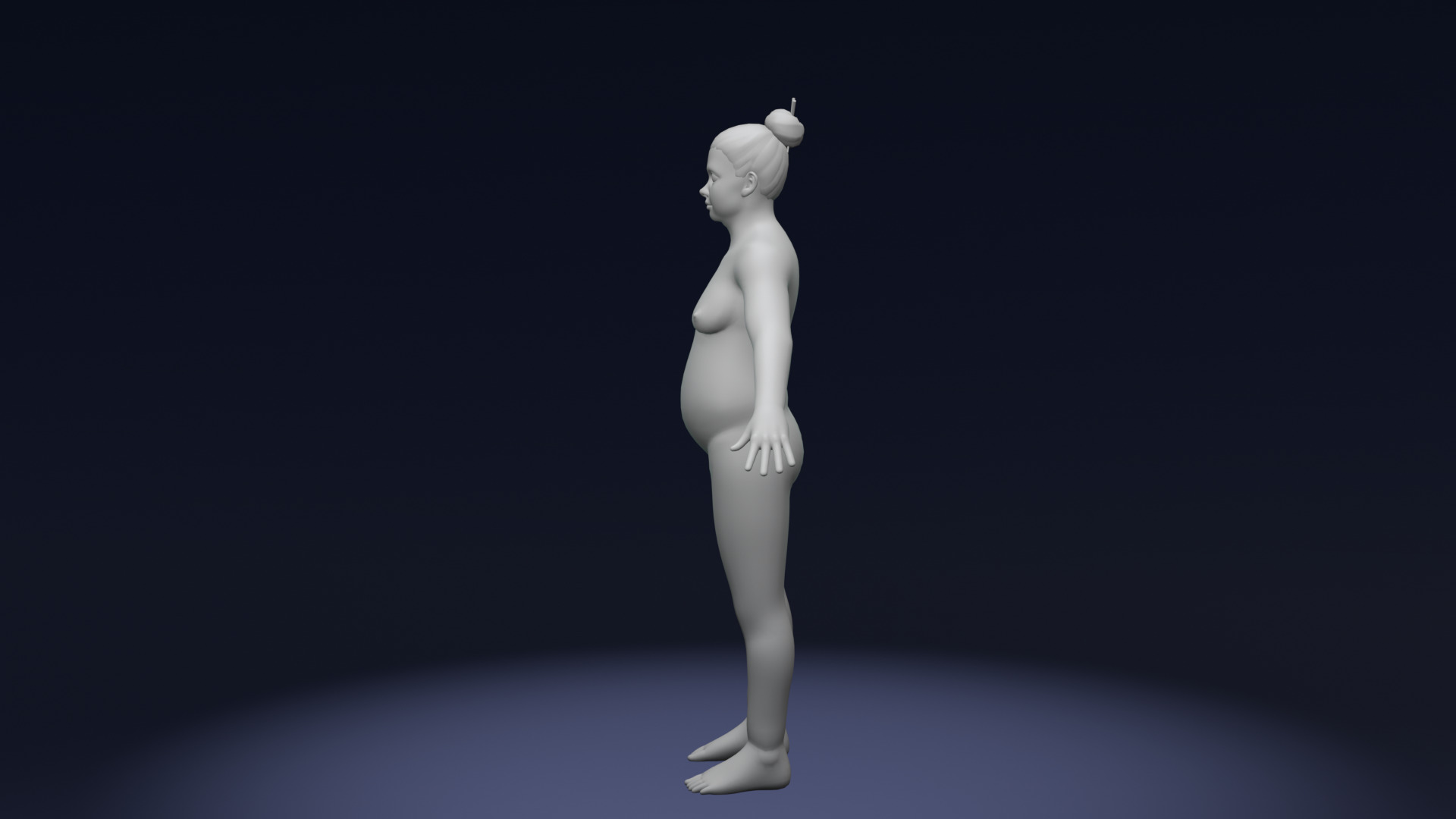 Stylized Fat Female Body Base Mesh Rigged with IK FK Switch Low-poly 3D model_5