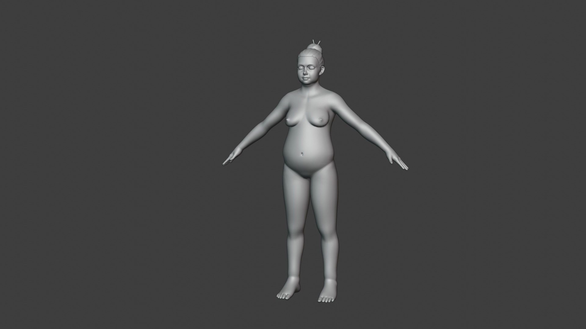 Stylized Fat Female Body Base Mesh Rigged with IK FK Switch Low-poly 3D model_15