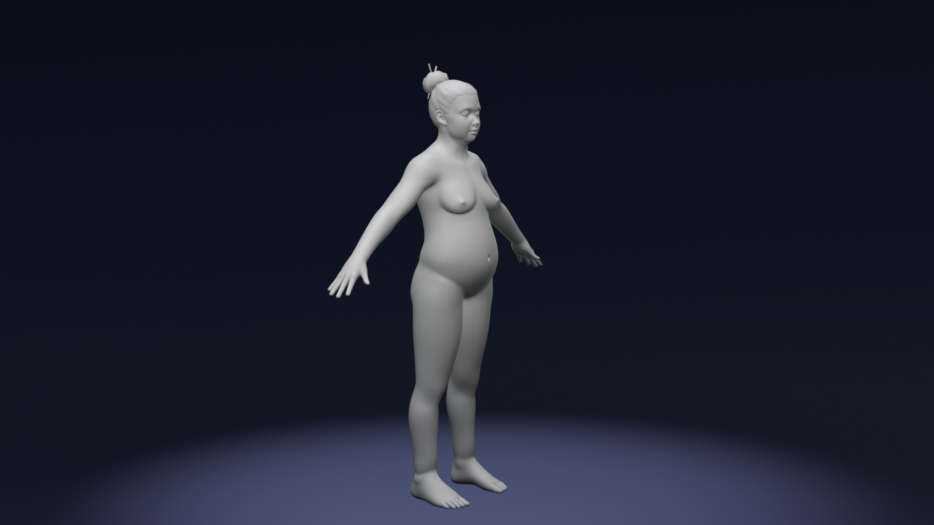 Stylized Fat Female Body Base Mesh Rigged with IK FK Switch Low-poly 3D model_4