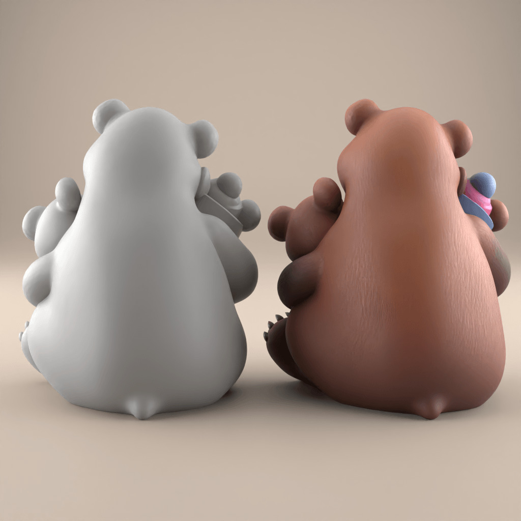 Cute Bear Family 3D STL File for Fun Decor 3D print model_2