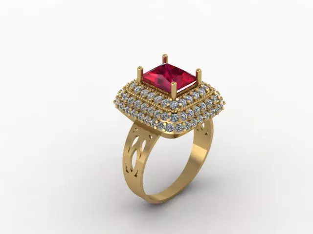 Ruby And Diamonds Ring 3D print model
