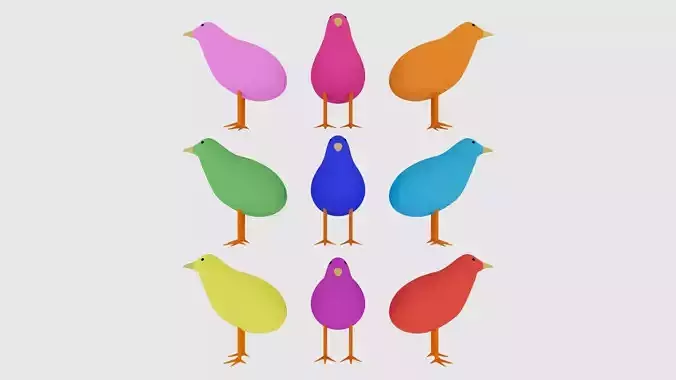 Colorful Chicks 3D Models Package