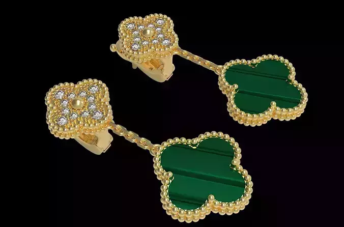 Flower Hardwear Clips Earring with mother of pearl and Diamond