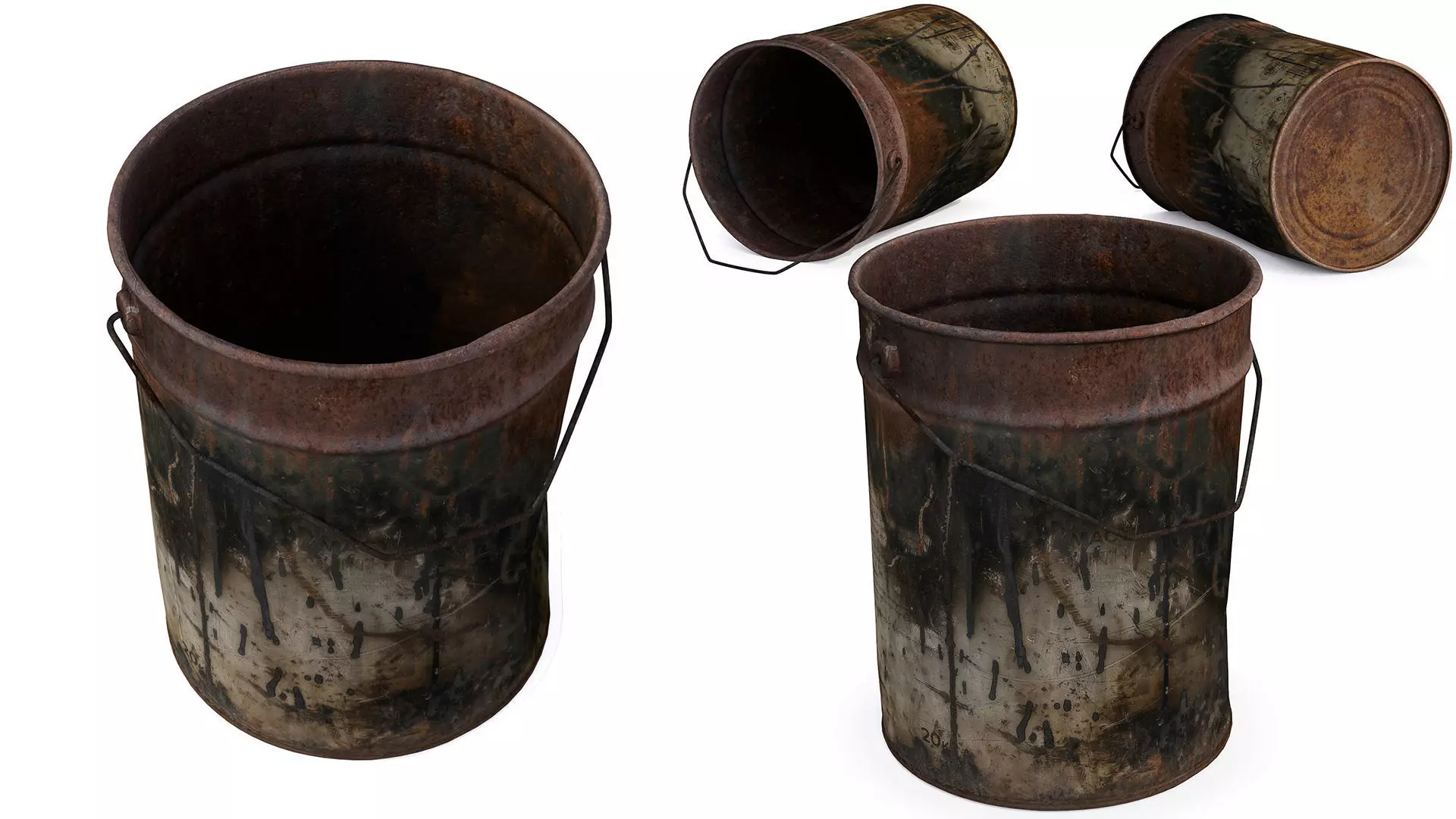 Old paint barrel 3D model_0
