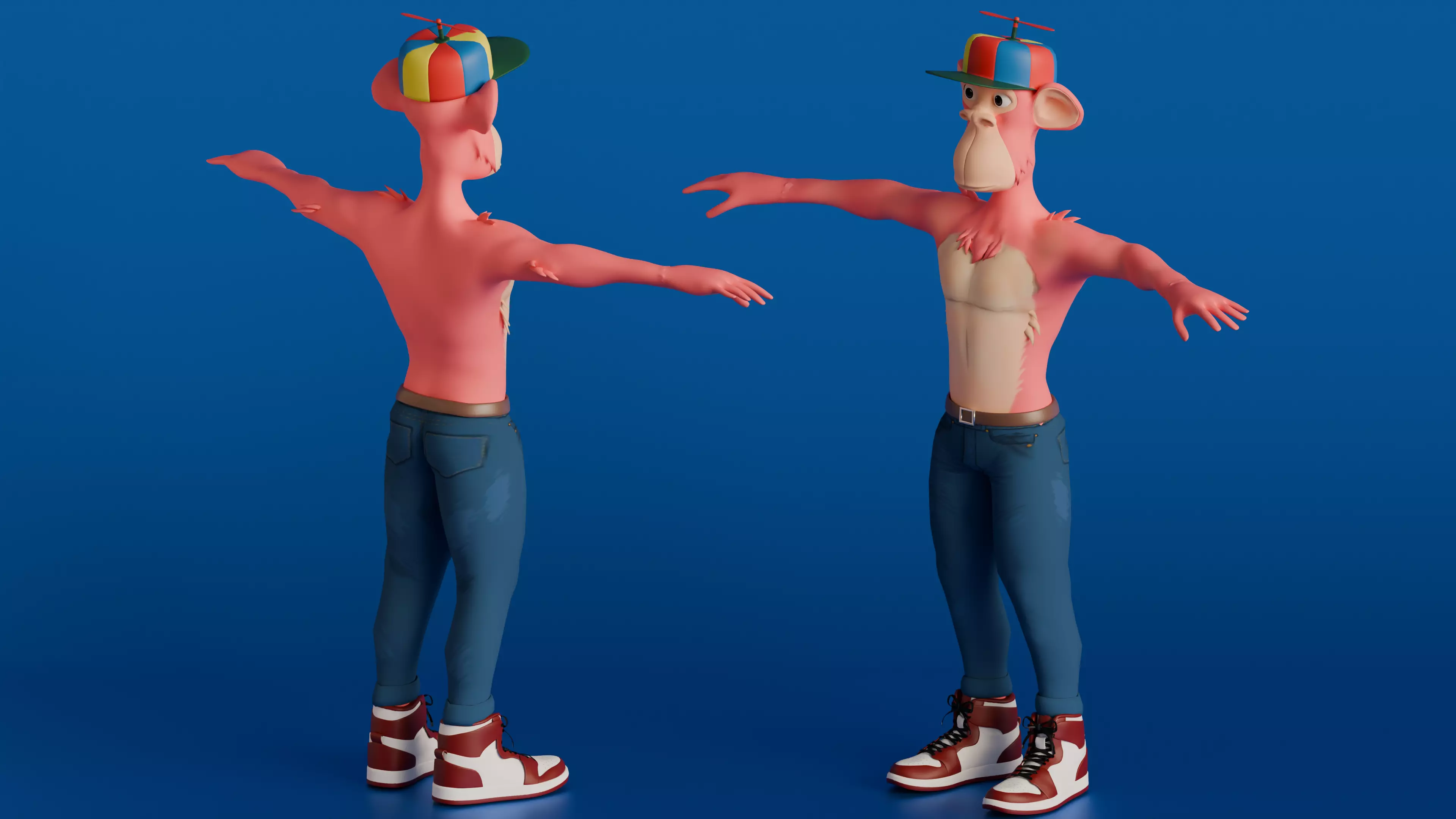 Stylized Monkey 3D Character Model Static Low-poly 3D model