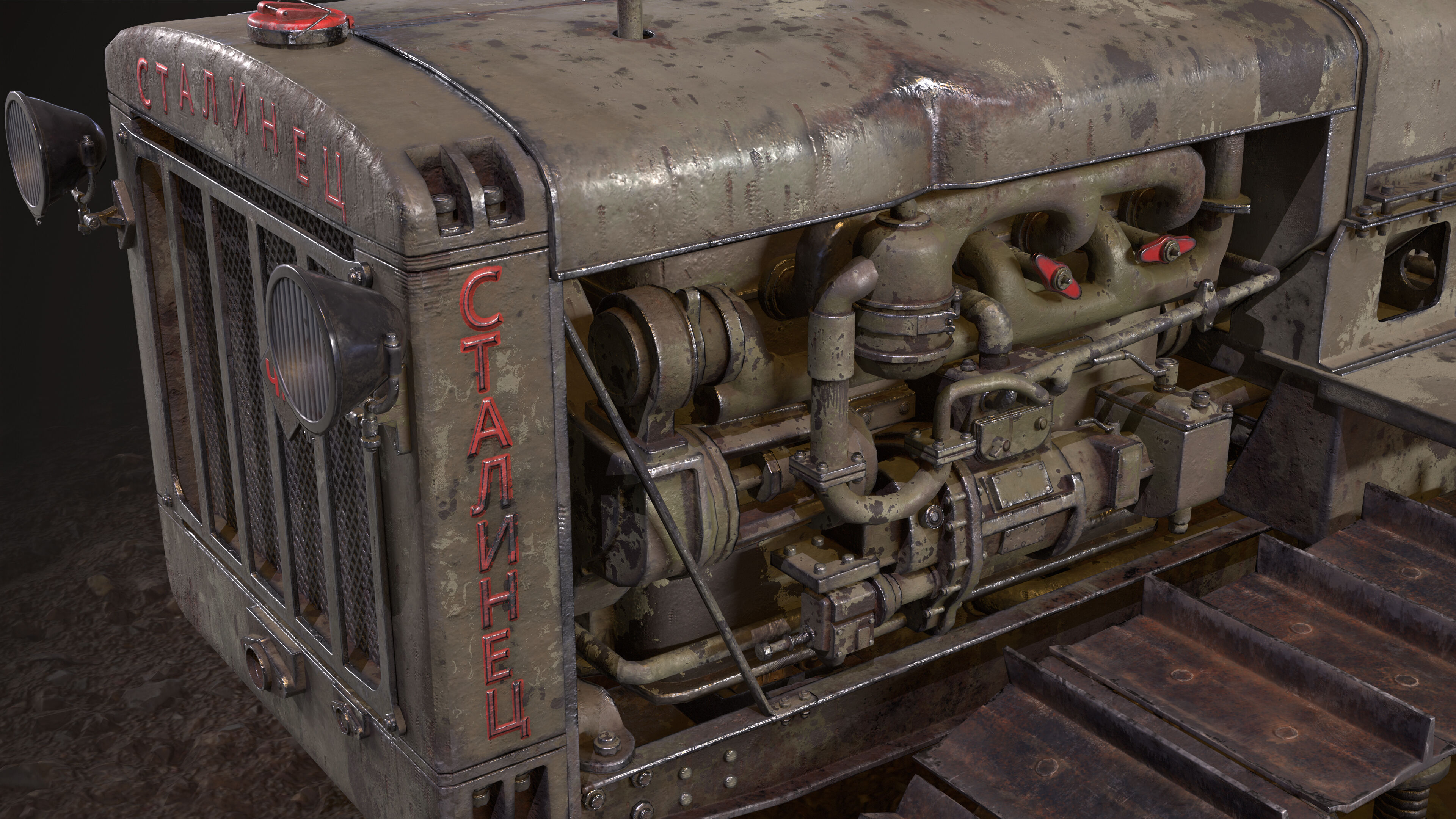 Tractor S-65 Stalinets USSR Low-poly 3D model_8