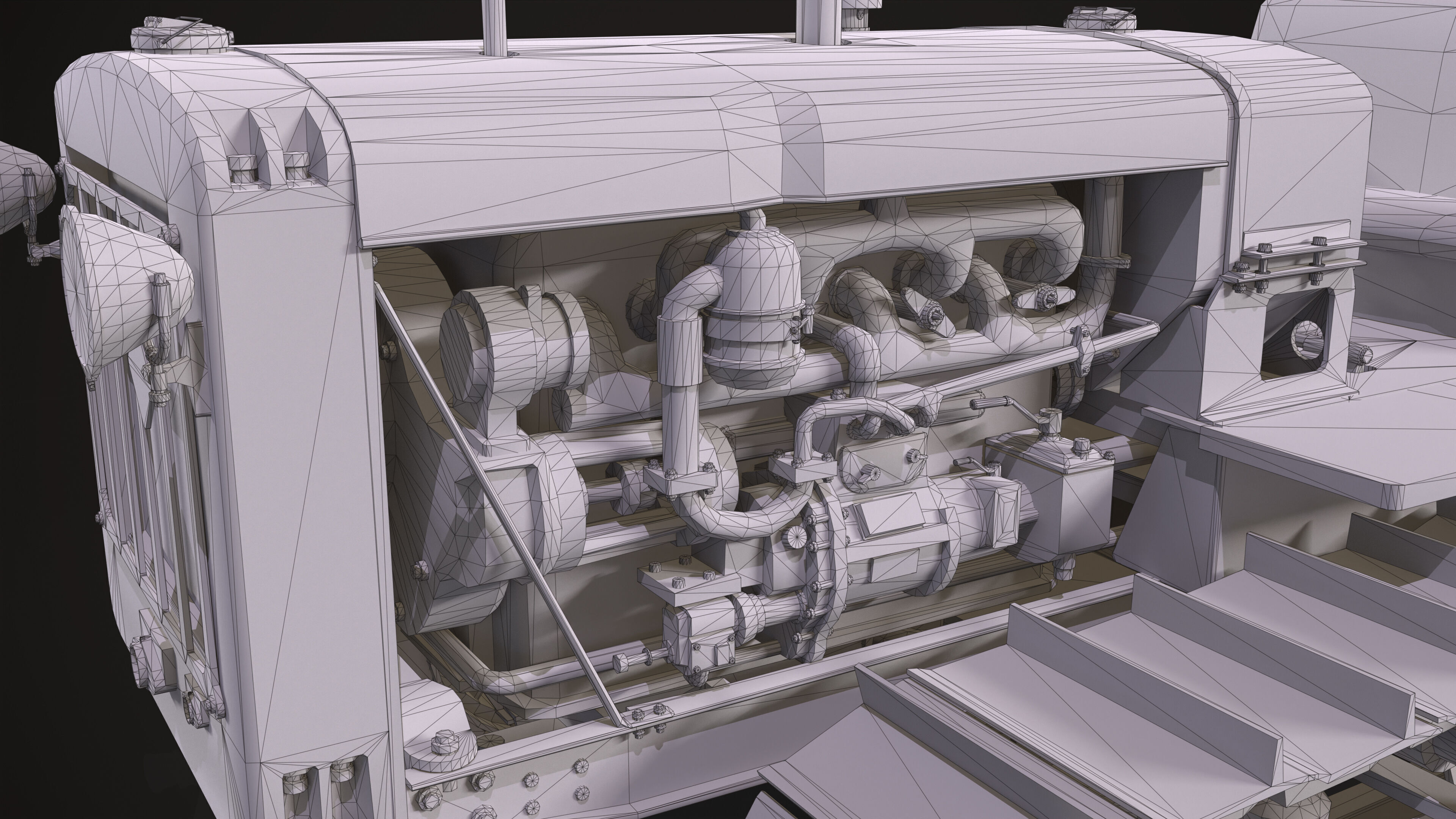 Tractor S-65 Stalinets USSR Low-poly 3D model_11