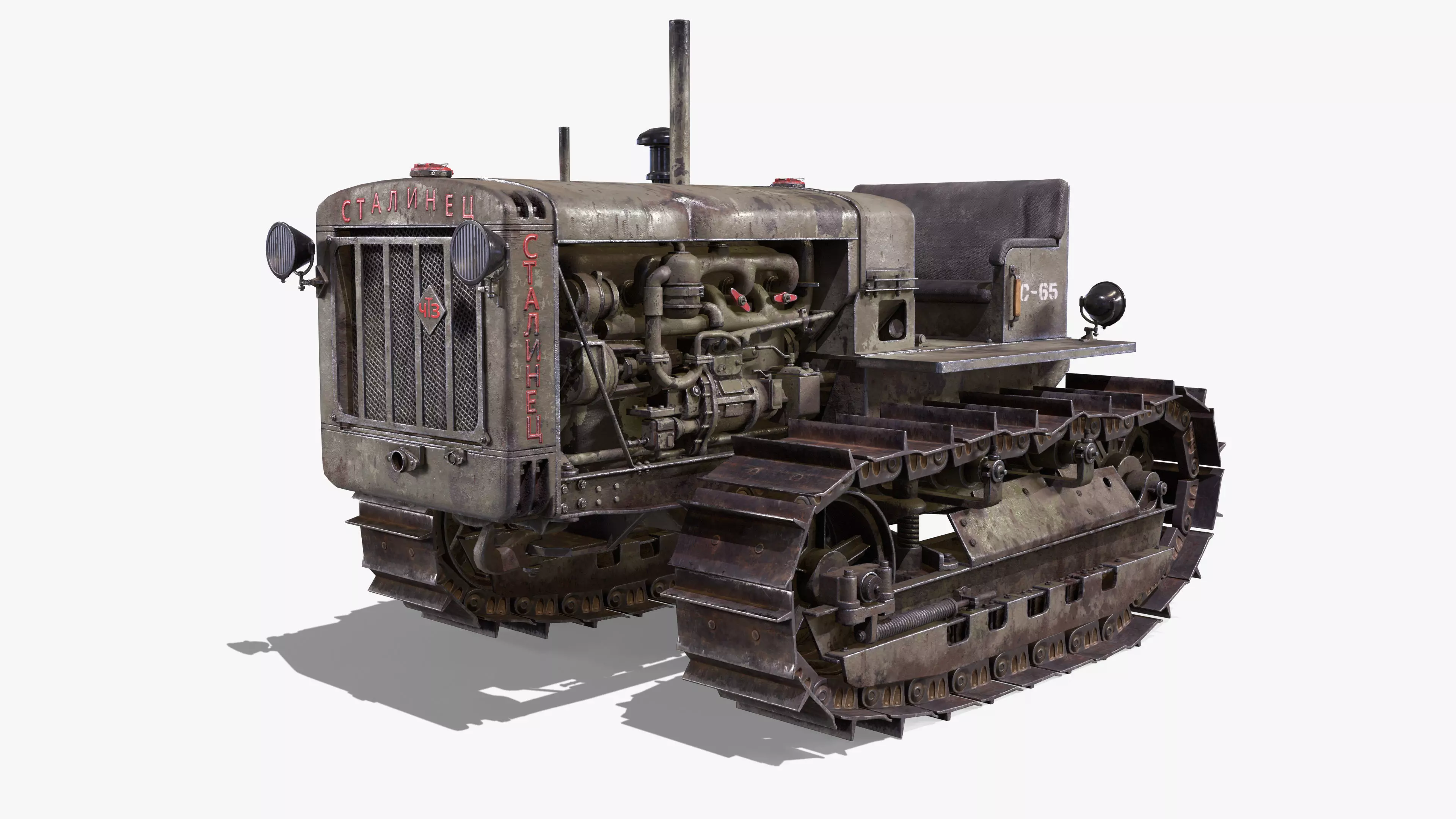 Tractor S-65 Stalinets USSR Low-poly 3D model_0