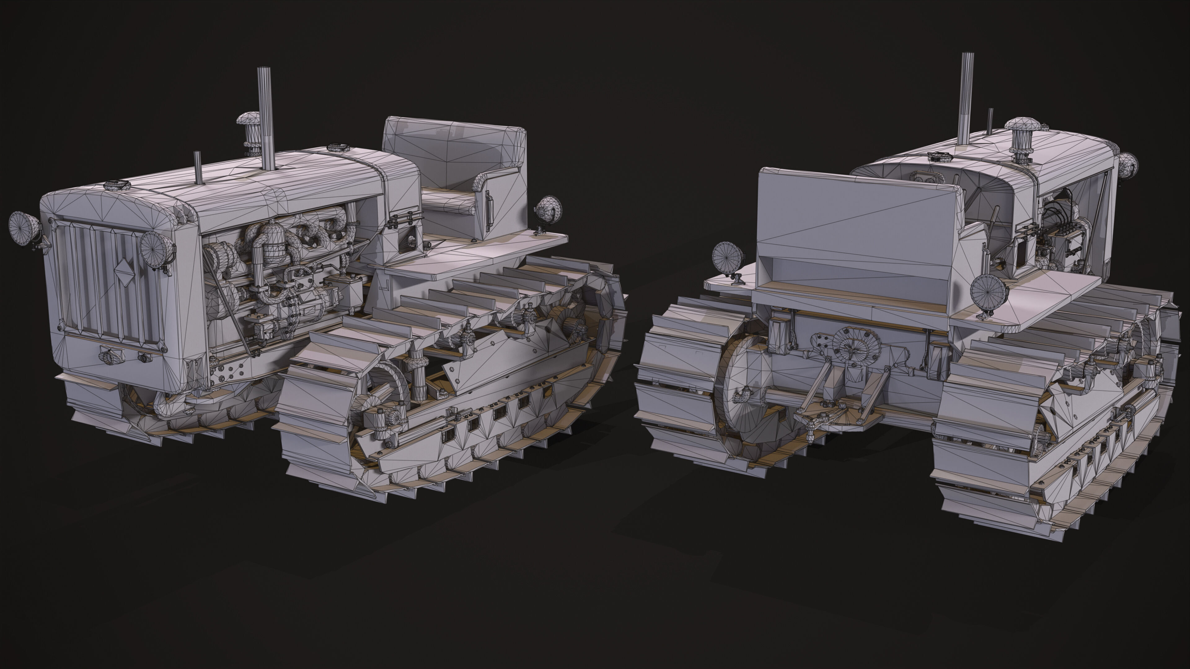 Tractor S-65 Stalinets USSR Low-poly 3D model_10