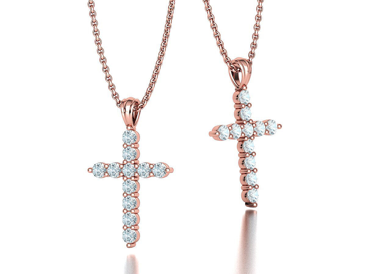 1CT total Diamond Cross 3mm Stones 3Dprint model 3D print model_2