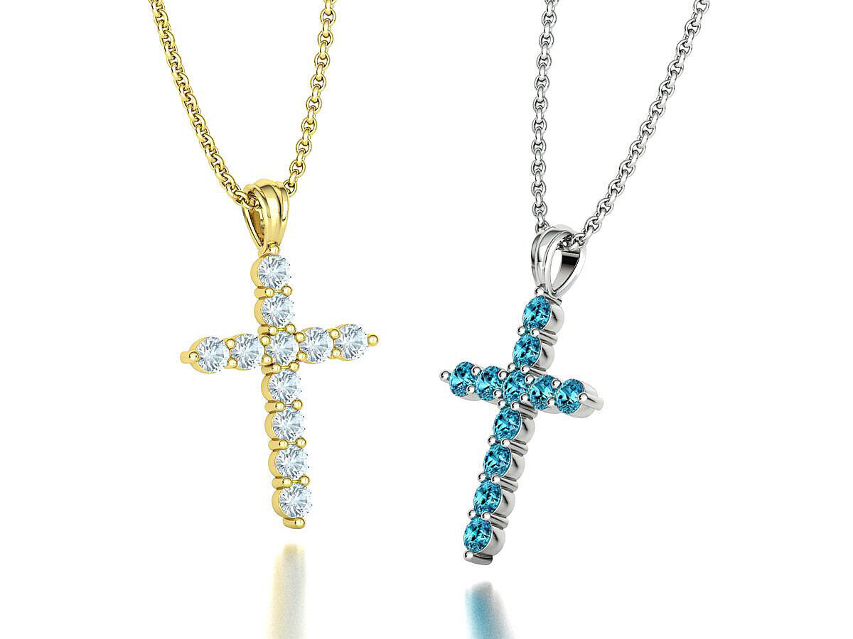 1CT total Diamond Cross 3mm Stones 3Dprint model 3D print model_12