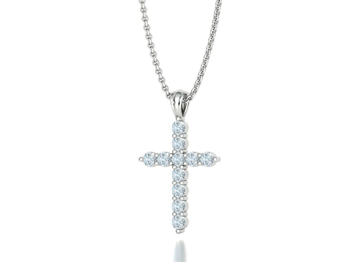 1CT total Diamond Cross 3mm Stones 3Dprint model 3D print model_30