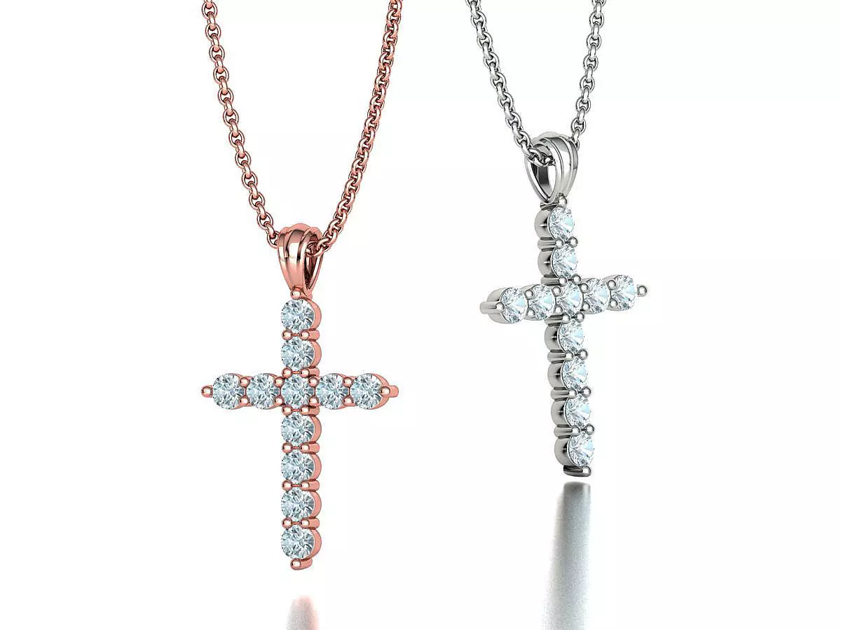 1CT total Diamond Cross 3mm Stones 3Dprint model 3D print model_0