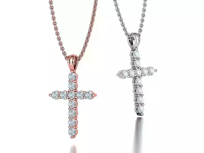 1CT total Diamond Cross 3mm Stones 3Dprint model