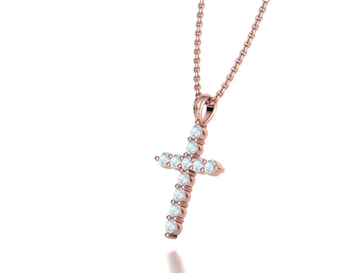 1CT total Diamond Cross 3mm Stones 3Dprint model 3D print model_22