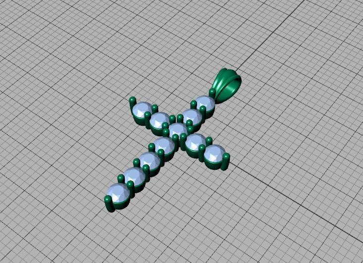 1CT total Diamond Cross 3mm Stones 3Dprint model 3D print model_35