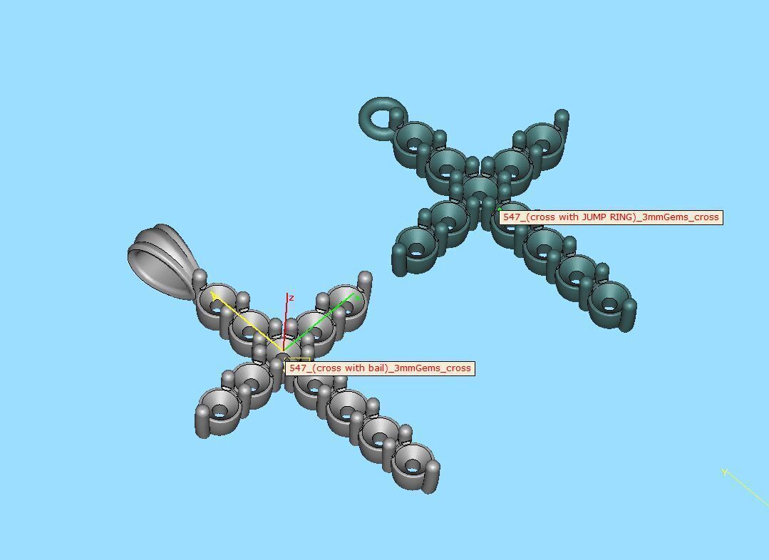 1CT total Diamond Cross 3mm Stones 3Dprint model 3D print model_8