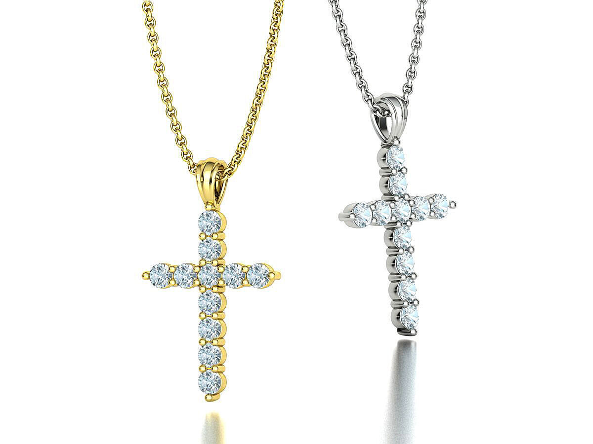 1CT total Diamond Cross 3mm Stones 3Dprint model 3D print model_1