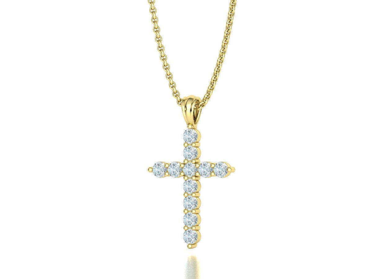 1CT total Diamond Cross 3mm Stones 3Dprint model 3D print model_14